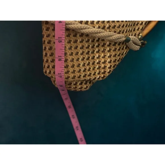 Vintage Delli Beige Brown Woven Bamboo Handle One Size Shoulder Bag - Picture 10 of 11